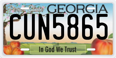 GA license plate CUN5865
