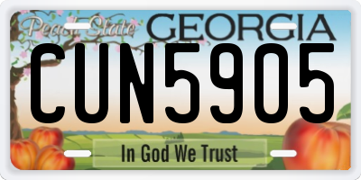 GA license plate CUN5905