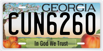 GA license plate CUN6260