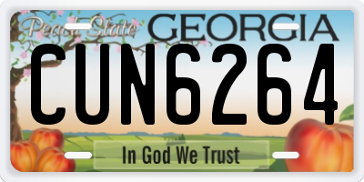 GA license plate CUN6264