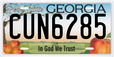GA license plate CUN6285