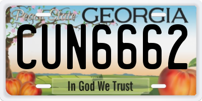 GA license plate CUN6662