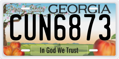GA license plate CUN6873