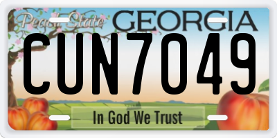 GA license plate CUN7049