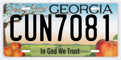 GA license plate CUN7081