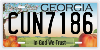 GA license plate CUN7186