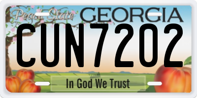 GA license plate CUN7202