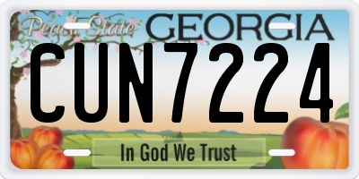 GA license plate CUN7224