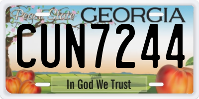GA license plate CUN7244