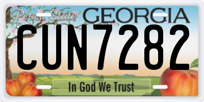 GA license plate CUN7282