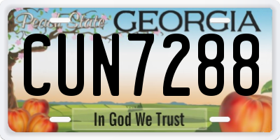GA license plate CUN7288