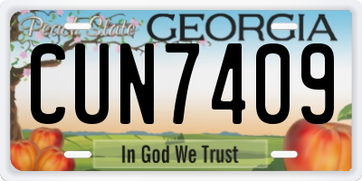 GA license plate CUN7409
