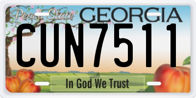 GA license plate CUN7511