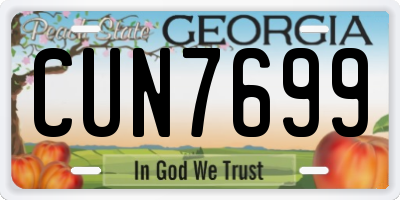 GA license plate CUN7699