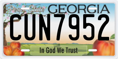 GA license plate CUN7952