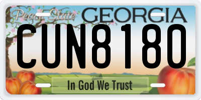 GA license plate CUN8180