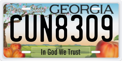 GA license plate CUN8309