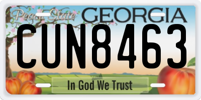 GA license plate CUN8463