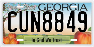 GA license plate CUN8849
