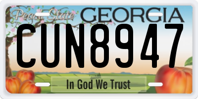 GA license plate CUN8947
