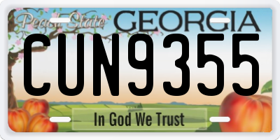 GA license plate CUN9355