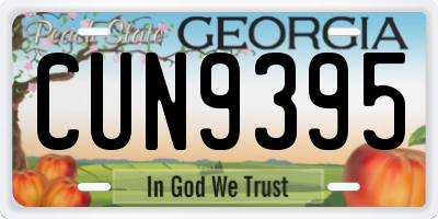 GA license plate CUN9395