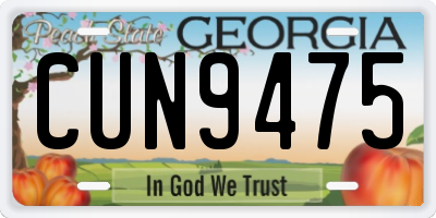GA license plate CUN9475