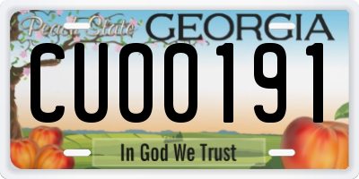 GA license plate CUO0191