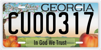 GA license plate CUO0317