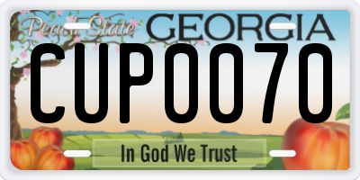 GA license plate CUP0070
