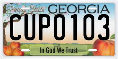 GA license plate CUP0103