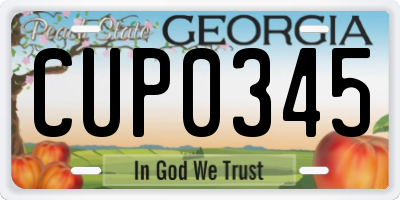 GA license plate CUP0345