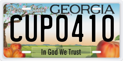 GA license plate CUP0410