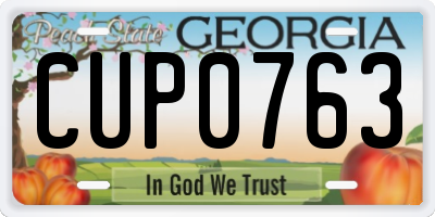 GA license plate CUP0763