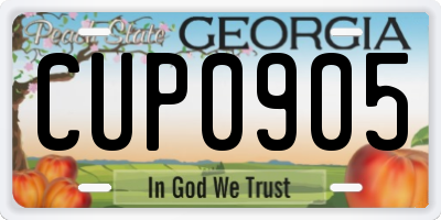 GA license plate CUP0905