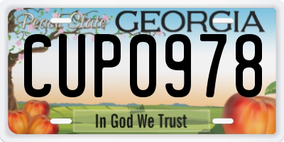 GA license plate CUP0978