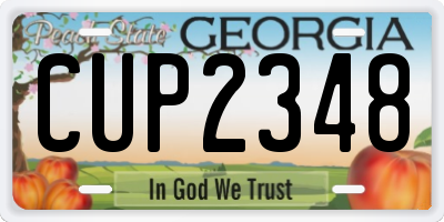GA license plate CUP2348