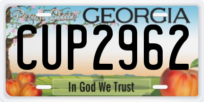 GA license plate CUP2962