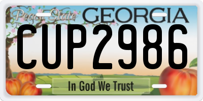 GA license plate CUP2986