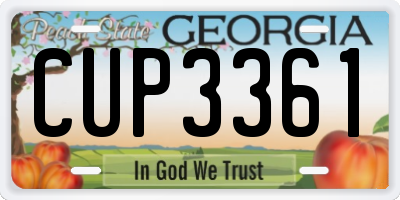 GA license plate CUP3361
