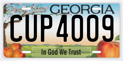 GA license plate CUP4009