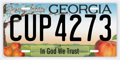 GA license plate CUP4273