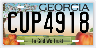 GA license plate CUP4918