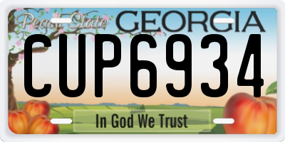 GA license plate CUP6934