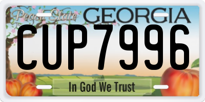 GA license plate CUP7996