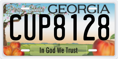 GA license plate CUP8128