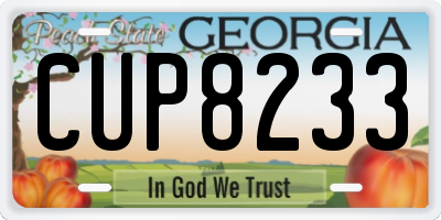 GA license plate CUP8233