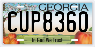 GA license plate CUP8360