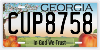 GA license plate CUP8758