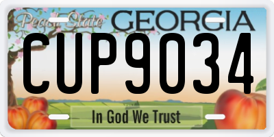 GA license plate CUP9034